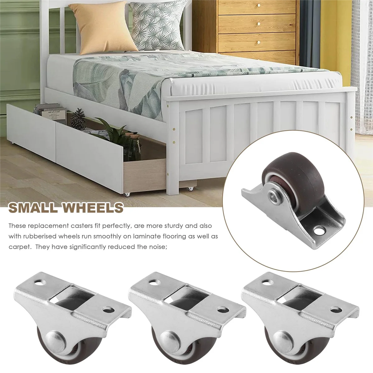 4 Pcs Mini Casters Furniture Casters Small 25mm Fixed Casters Directional Movable Casters Movable Casters for Furniture image 5