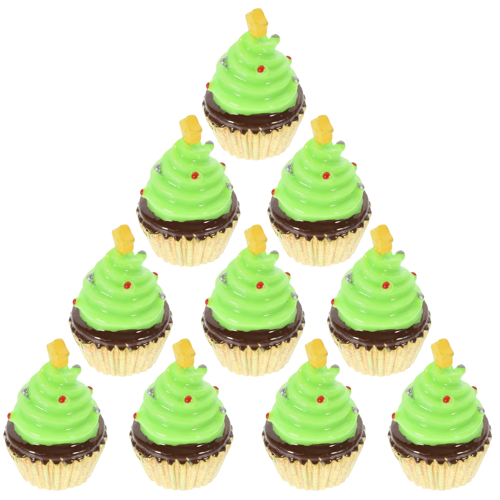 

10 Pcs Christmas Tree Decorations Simulated Cupcake Decorated Faux for Display Store Simulation Resin Props