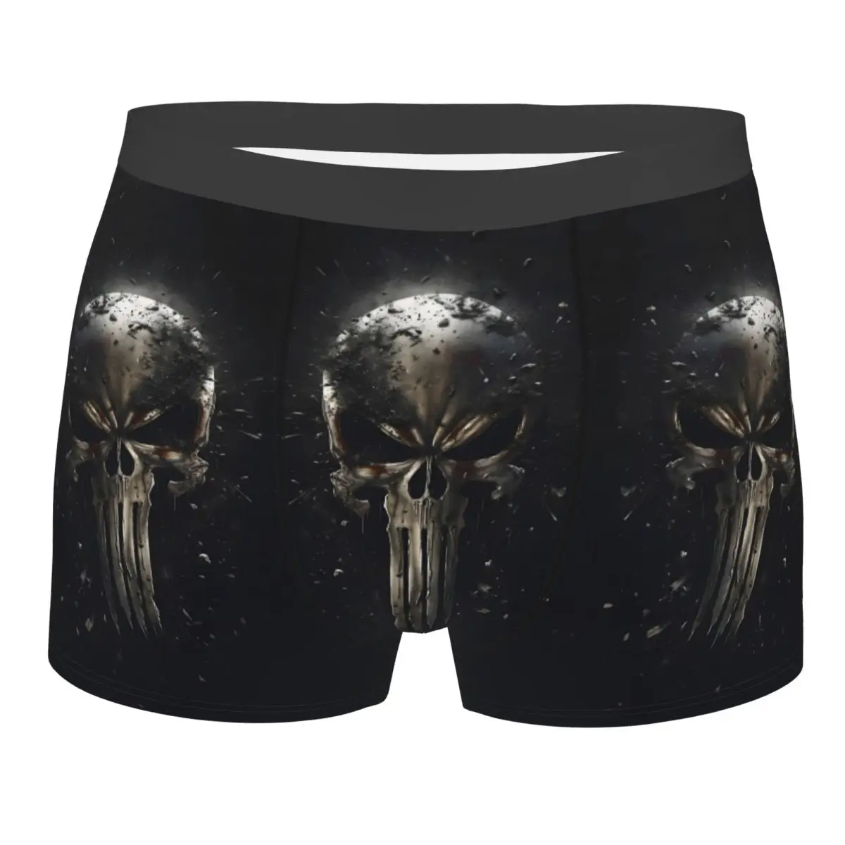

Мужское забавное нижнее белье с символом черепа карателя на заказ, трусы-боксеры с мультяшным дизайном, дышащие шорты, трусы, трусы