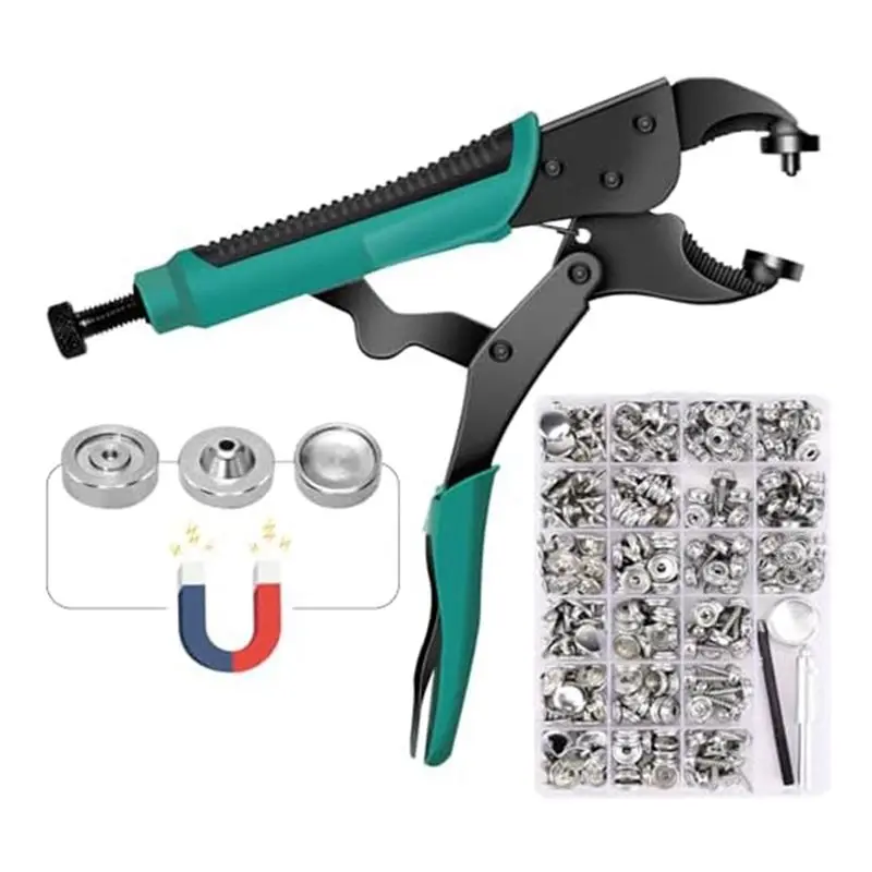 

Retail Heavy Duty Snap Fastener Pliers With 323 Piece Canvas Snap Kit