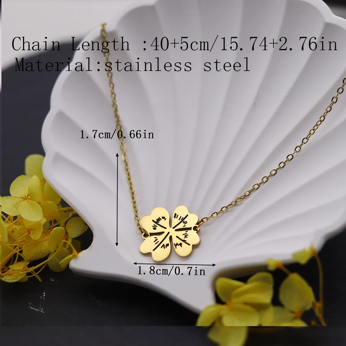كينيتيال قلادة من الفولاذ المقاوم للصدأ للنساء رجل عاشق زهرة يترك الذهب اللون قلادة قلادة مجوهرات الخطوبة #2