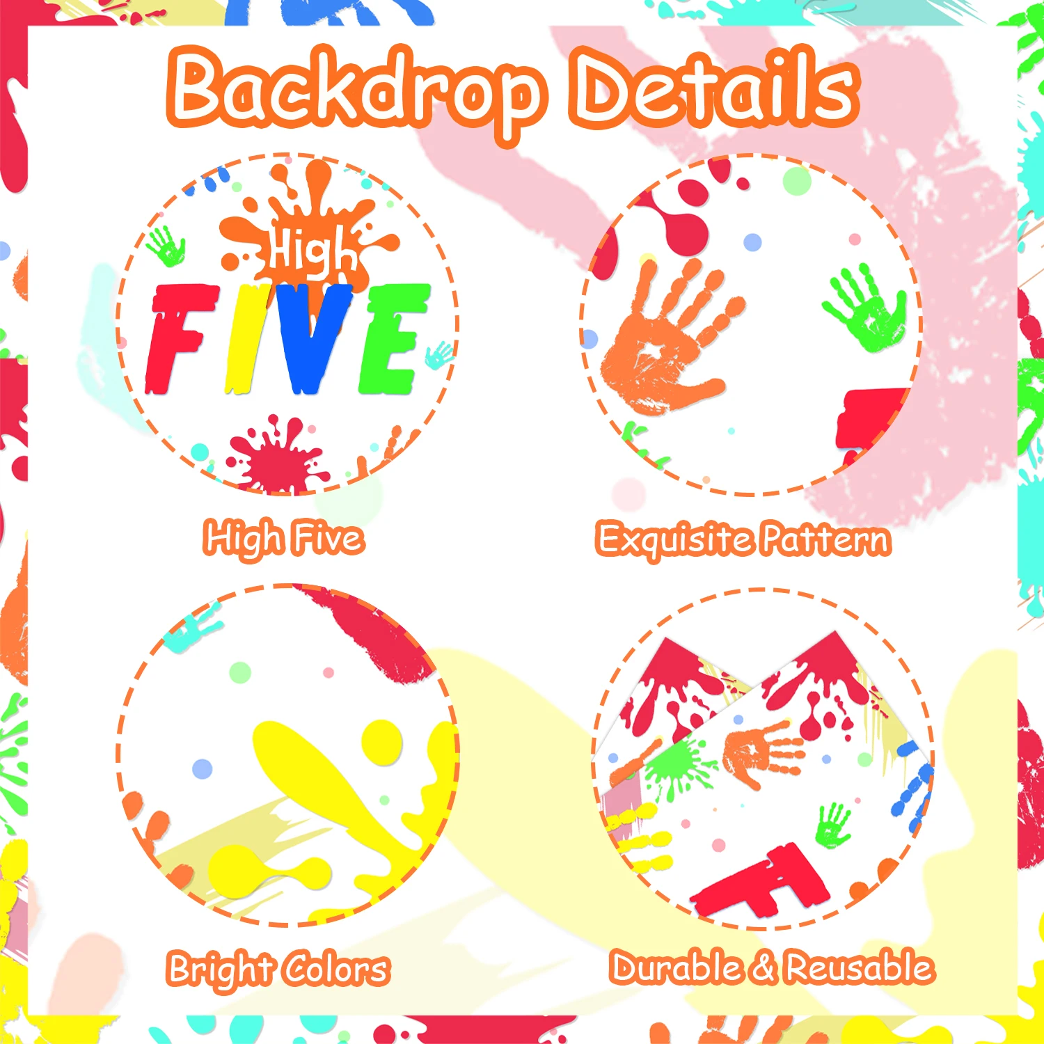 Hi Five Birthday Party Decor High Five 5th Birthday Party Background Banner Hand Print Photography Background per bambini di 5 anni