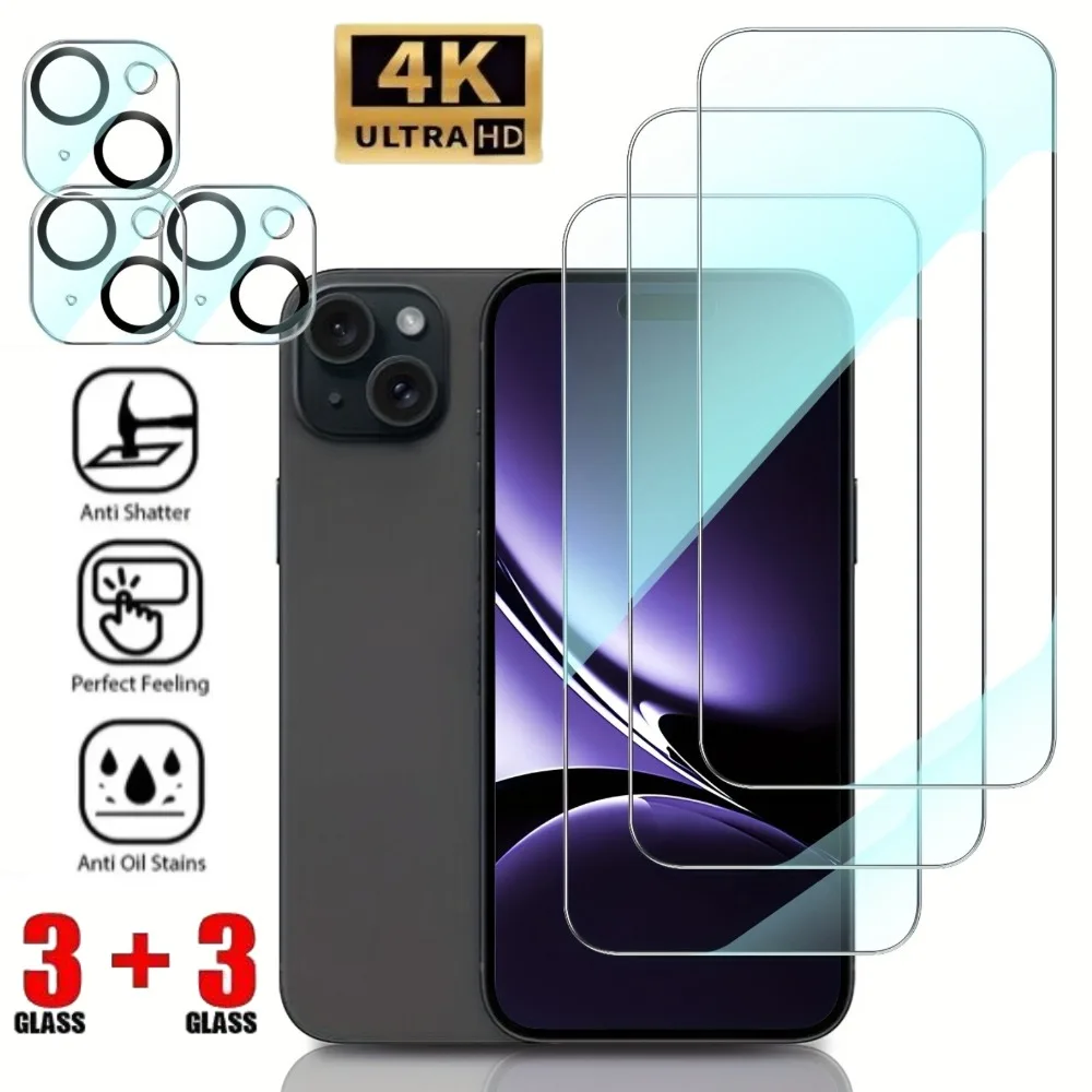 6-in-1 HD Clear Full Screen Protector für iPhone 17 16 15 Pro Max 17 Air Kamera Objektiv Film für iPhone 15 16 Plus 14 13 12 11 Pro