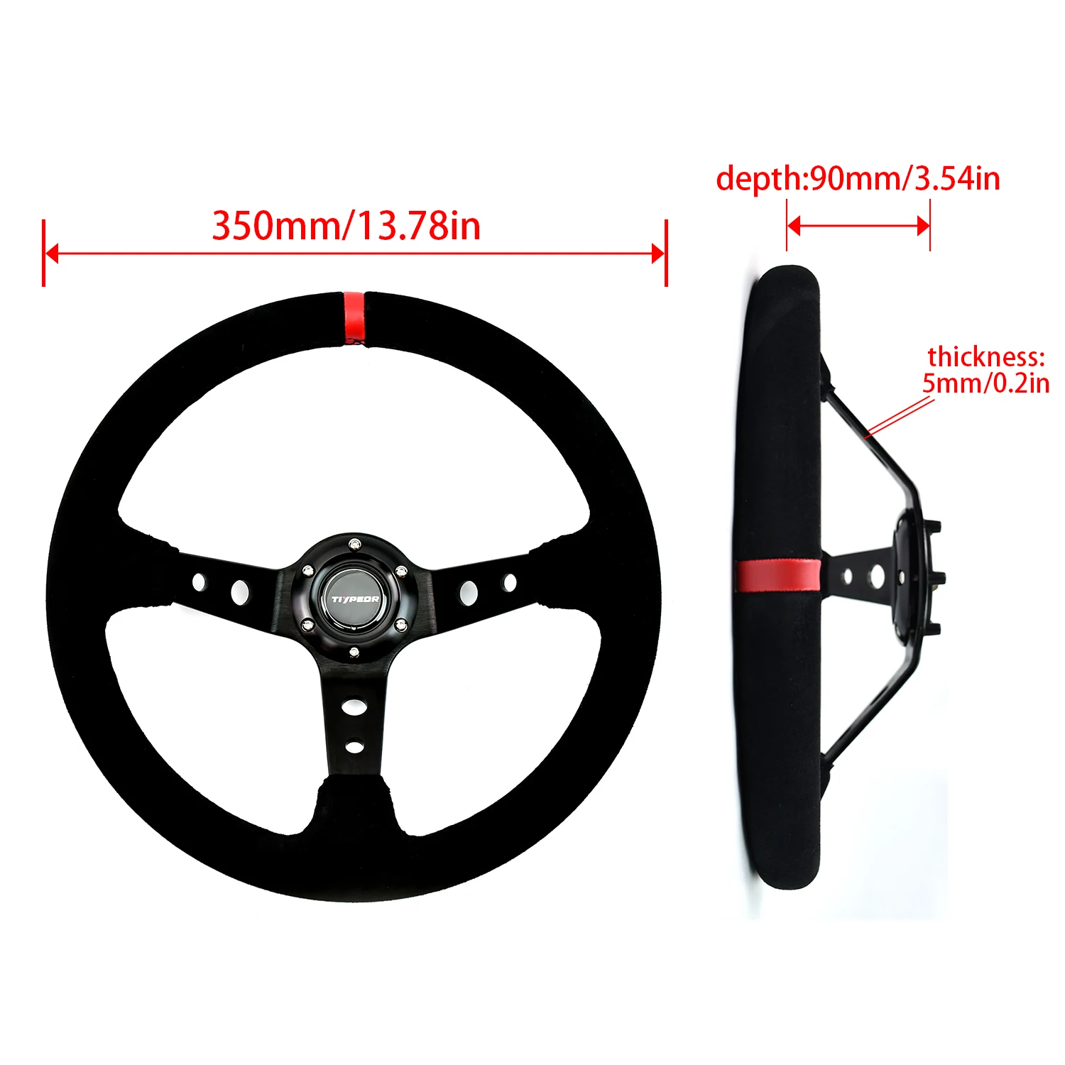 TIYPEOR 14 بوصة JDM جلد الغزال الحقيقي سيارة رالي سباق JDM عجلة القيادة Volantes لشركة فولكس فاجن HONDTOYTA #3