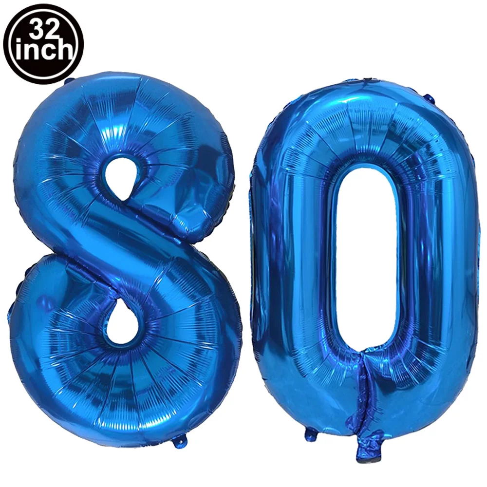 Blauer Ballon mit großen Zahlen, 32 Zoll, 0, 1, 2, 3, 4, 5, 6, 7, 8, 9, Geburtstag, Bachelorette-Luftballons, Figur, Golob-Party-Ballon-Dekoration