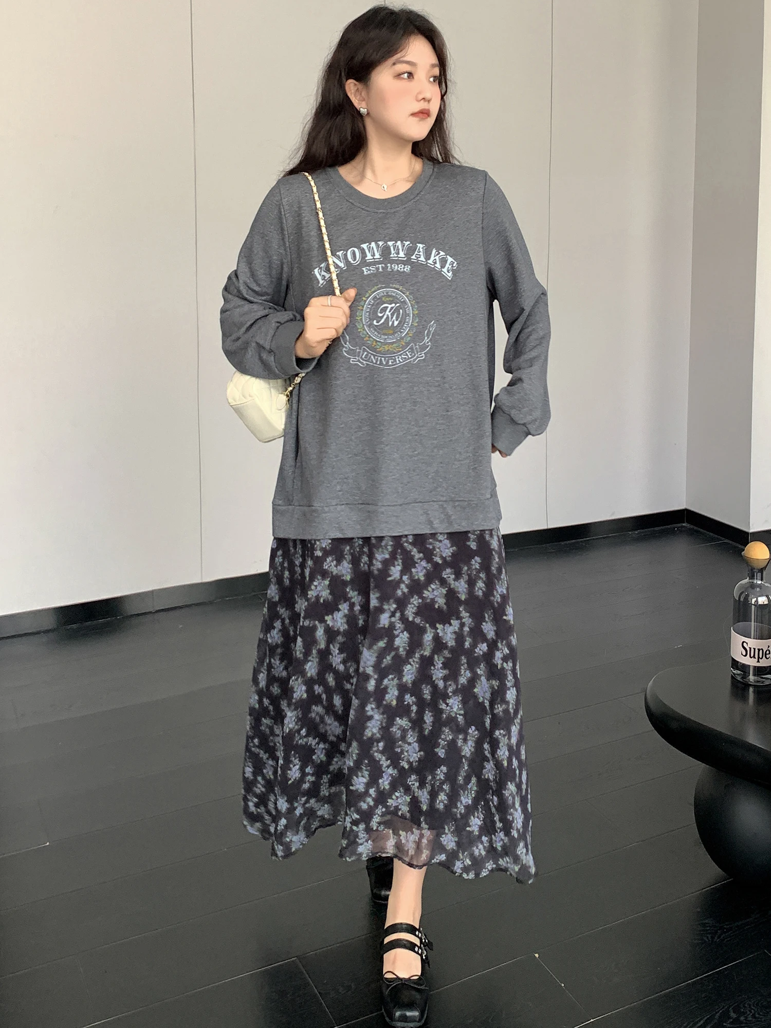 Oversize Fake Two Piece Patchwork Hooded T Shirt Dress Women Korean Loose Ladies Dresses Vestidos Robe Femme