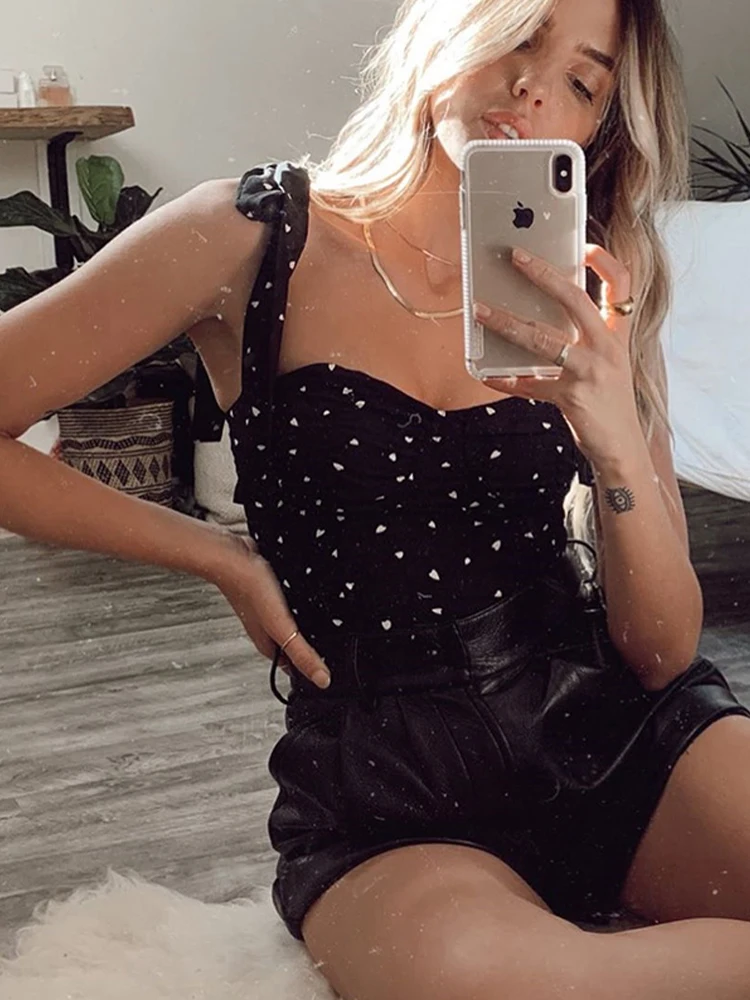 Women's Black Gothic Y2k Crop Top Vintage Aesthetic Camisole Off Shoulder Corset Tops Sleeveless Tank Top 2000s Clothes Summer