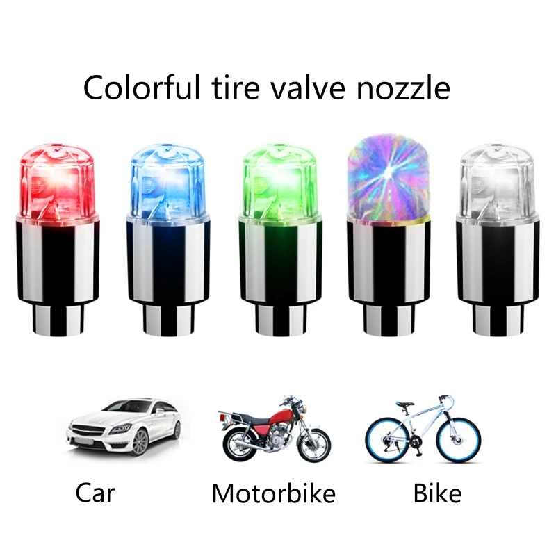 4Pcs Tire for Valve Caps LED Bike Wheel Lights for Car Tire Wheel Assemblies Motorcycle Tyre Spoke Lights