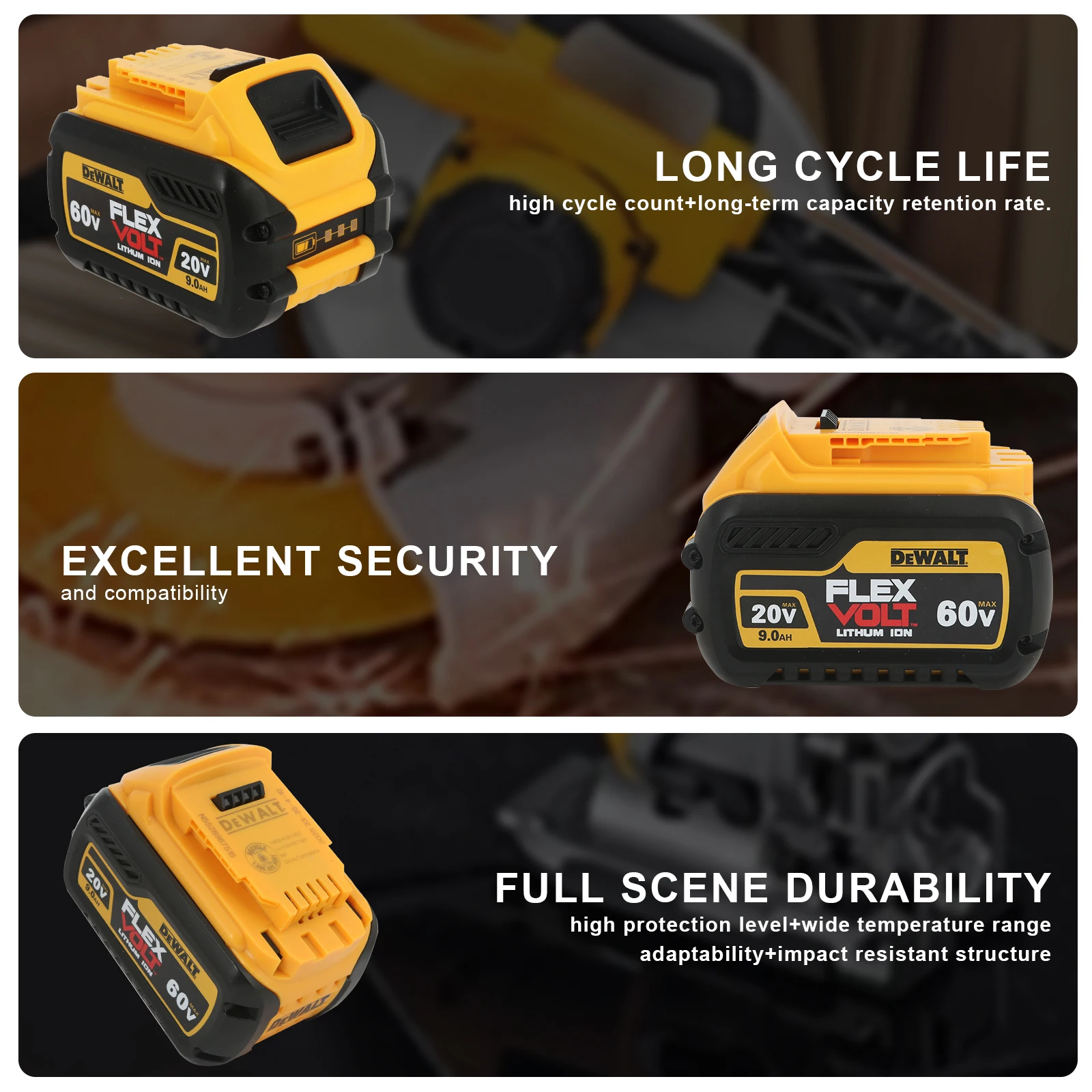 100% originální Dewalt 18V baterie 5Ah 6Ah 9Ah lithium-iontová baterie pro 20V Dewalt elektrické nářadí DCB206 DCB205 DCB204 DCB184 DCB200 - náhled 5