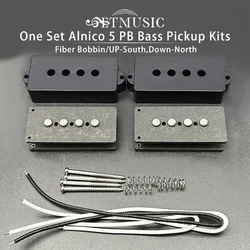 [Pickup DIY Kits] 1 Set Alnico 5 PB Bass Pickup Kits- Fiber Bobbin/Alnico V Pole Piece/Waxed Cloth Cable Pickup Kits for PB Bass