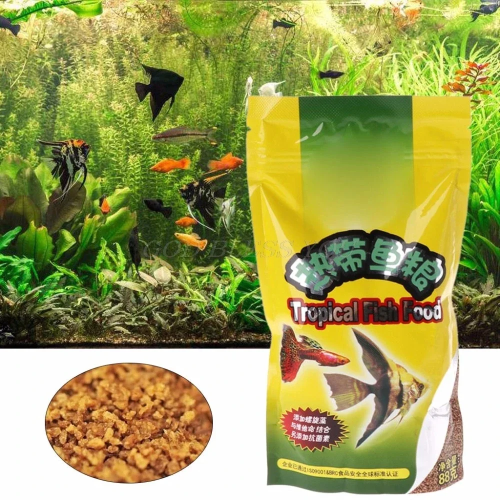 Tropical Fish Food - 88g, High Protein Nutritious Formula, Added Antibiotics for Aquarium Tropical Fish