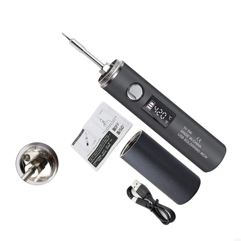 

Compact Soldering Iron Kits Rapid Heat LED Digital Display USB Rechargeable for Electronics Hobbyists Repair Tool M68E