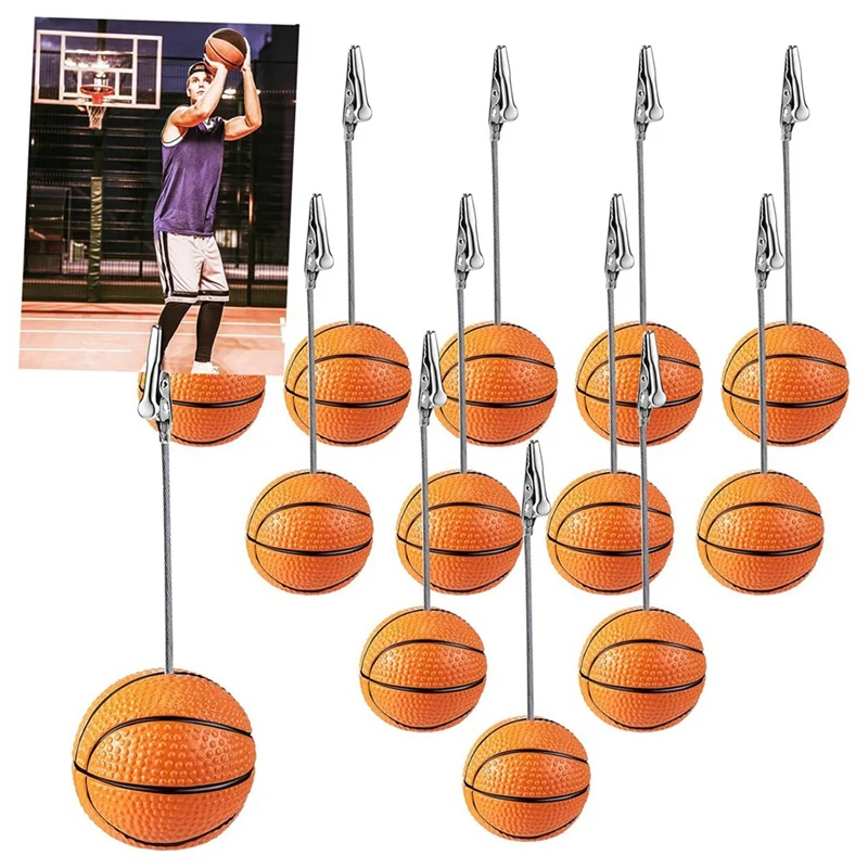 Clips mémo de base de ballon de sport en résine, fil d'alligator, numéro de table, supports de place de carte, durable, facile à utiliser, 12 pièces