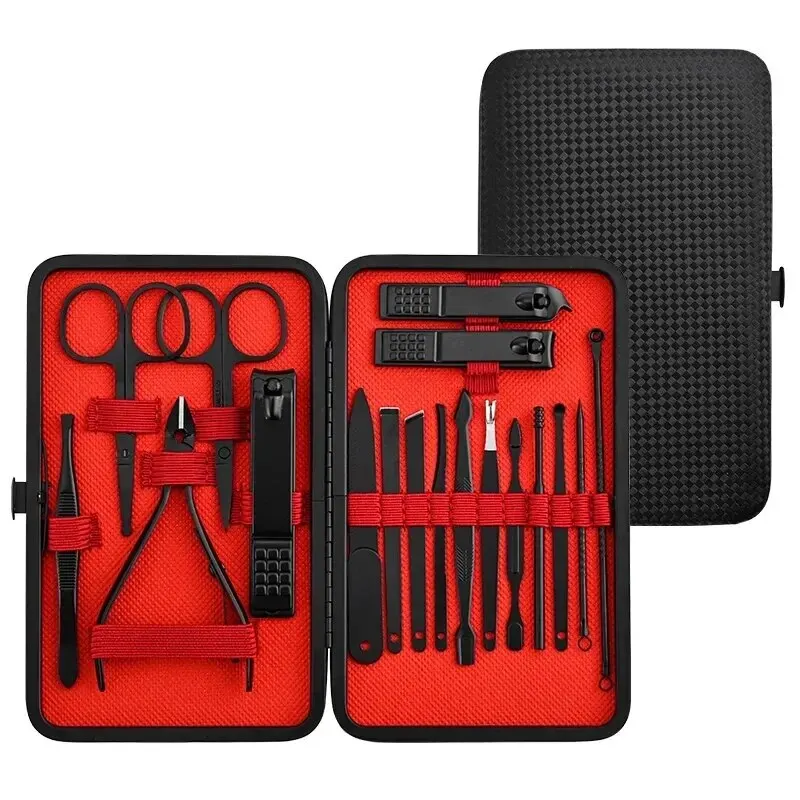 Profession elles Edelstahl-Nagelknipser-Pediküre-Set, Voll funktions kit, tragbare Reisetasche, Geschenk der Ideen, Maniküre-Set, 18