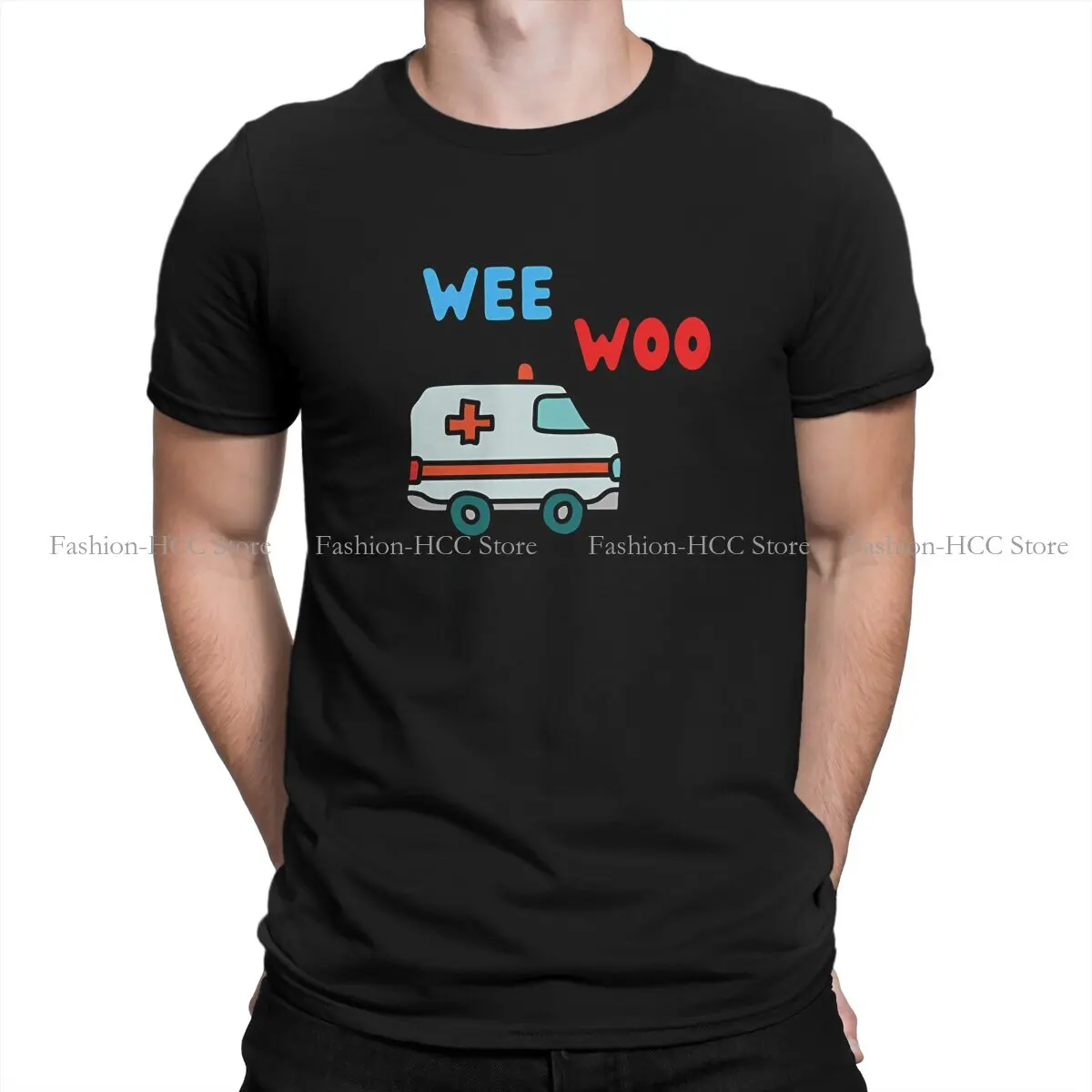 Wee Woo Cute Round Collar TShirt Ambulance Ambulances Basic Polyester T Shirt Man's Tops Fashion