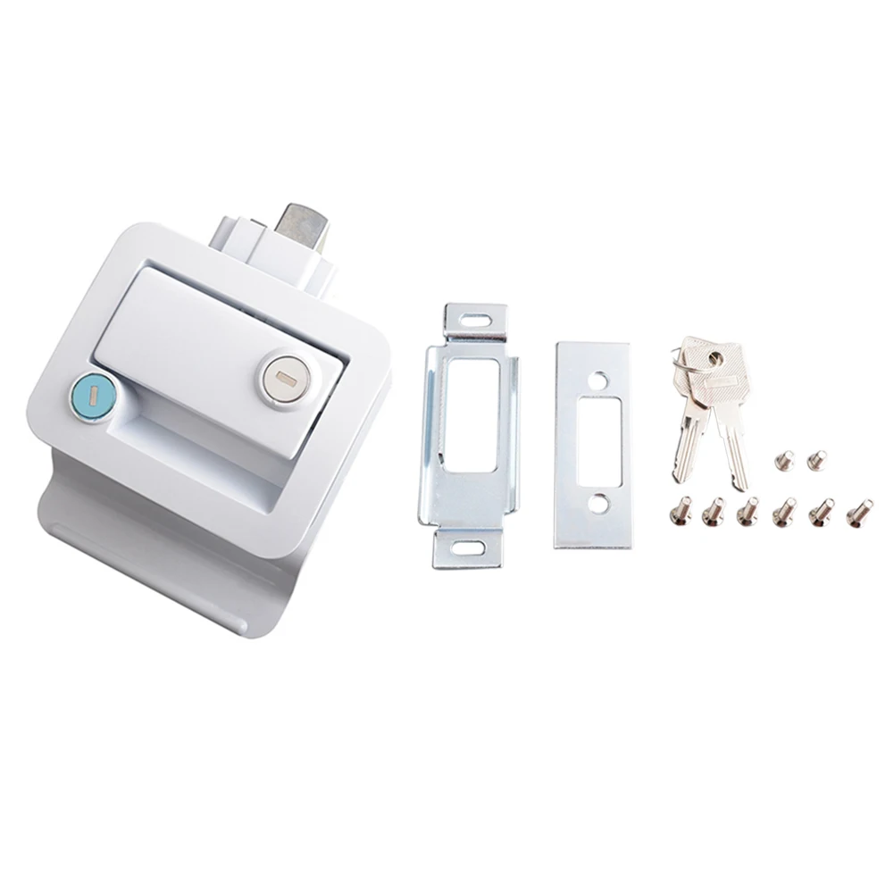 

Rv Camper Door Lock Transportation Equipment Double Lock Cylinder Zinc Alloy Door Lock Inside and Outside Lock (White)