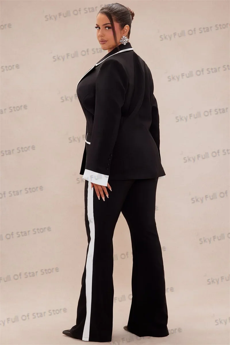 Women Suit Pants Set Customized 2 Pcs Blazer+Trousers Plus Size Black Spring Formal Office Lady Jacket Cotton Wedding Prom Dress