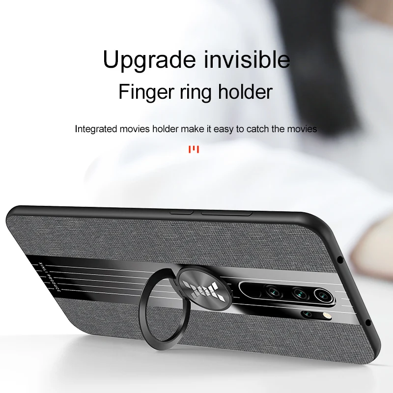 Redmi Note 8 Pro Case for Xiaomi Redmi Note 8 Pro Cover Magnetic Ring Holder Soft Frame Fabric Cloth Case for Redmi Note 8 Pro