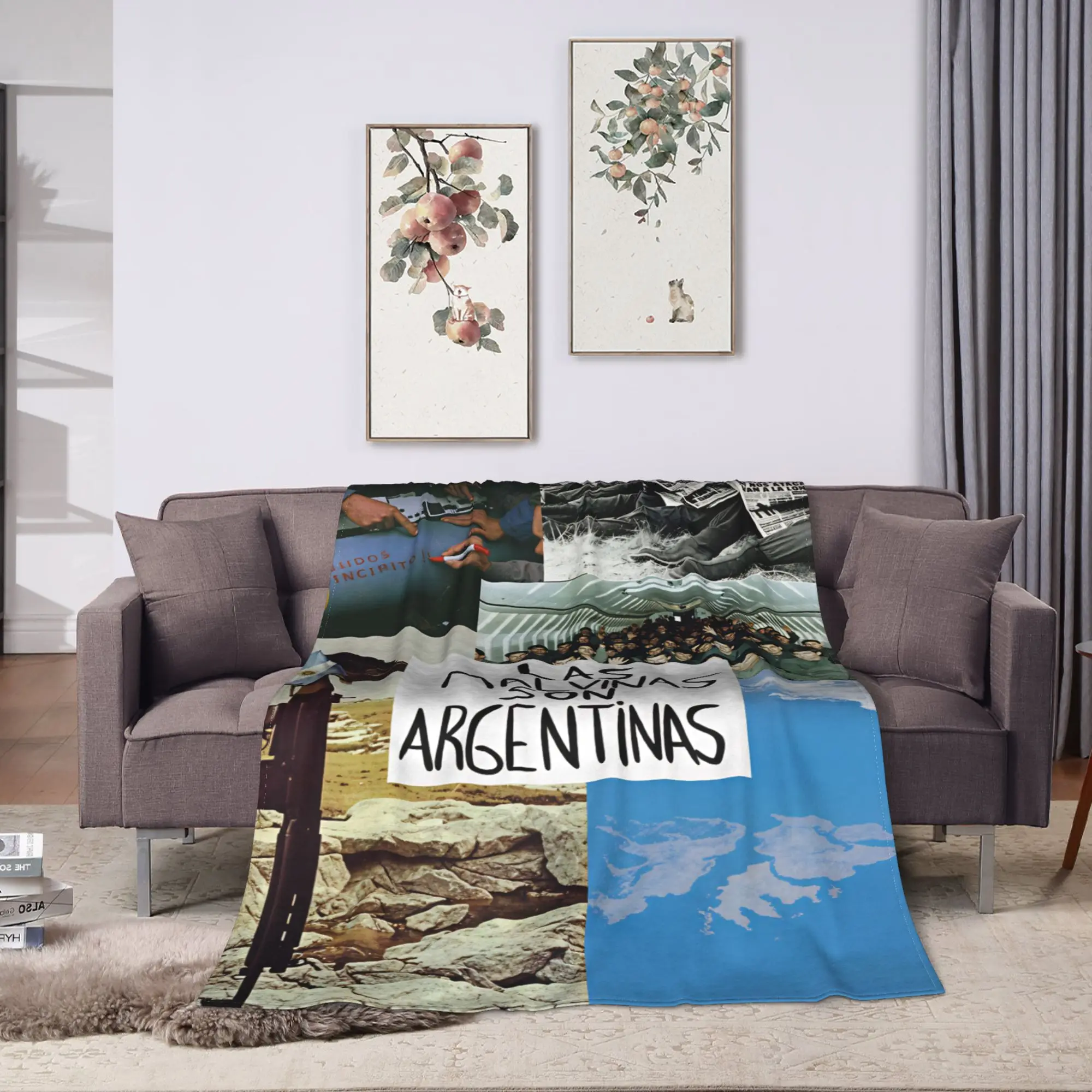 Las Malvinas Son Argentinas Blanket  Warm Soft  Plush Throw Blanket For Couch Bed Airplane Travel Flannel Bedspread Bed Cover