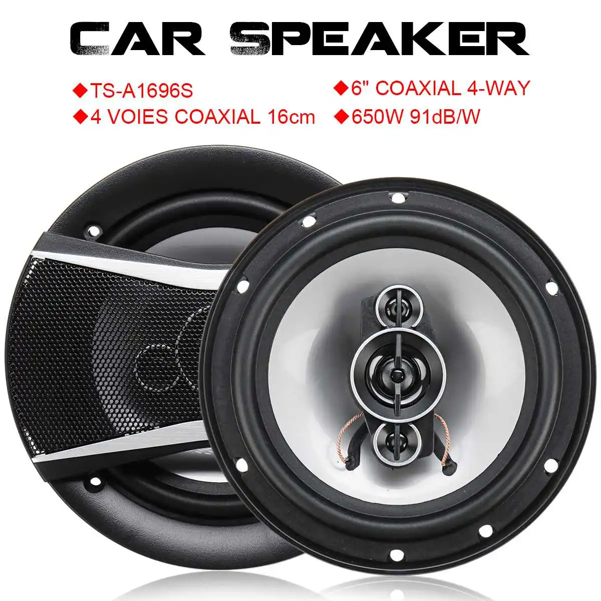 2Pcs 4 Way Car Universal Coaxial Hifi Speakers 6 Inch 650W Auto Audio Music Stereo Speaker Non-destructive Installation