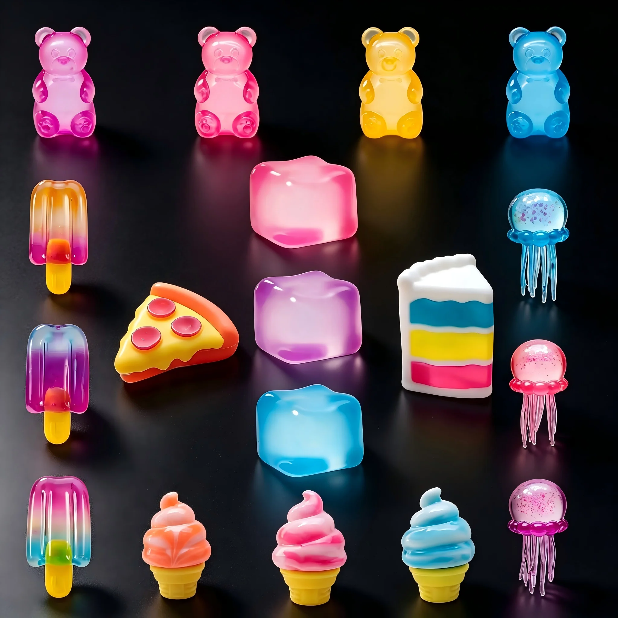 Ice Cube Squishy Nice Cream Cone Colorful Ice Cream Shaped Sensory Stress Reliever Fidget Tool for Anxiety & Focus for Adults