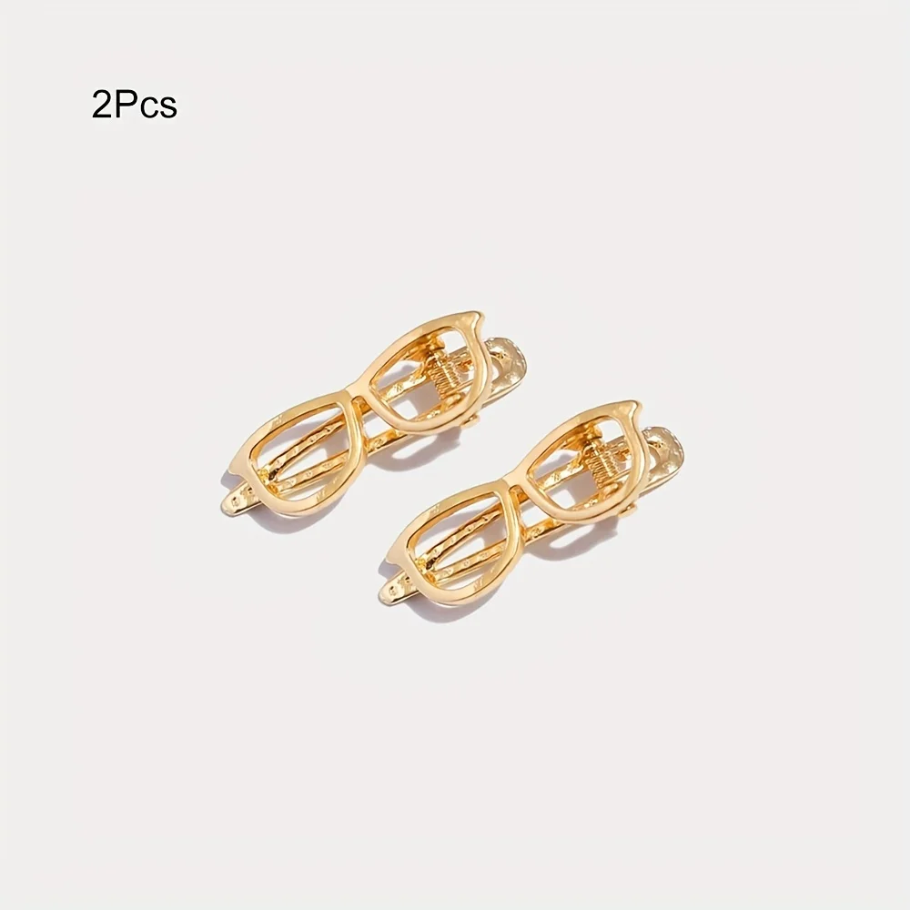 2 Pcs Mini Glasses Shaped Bookmark Holder, 1.57 Inch Long Small Clip, Brochure Pin Decoration, Bookmark Chart Organizer Fix Clip