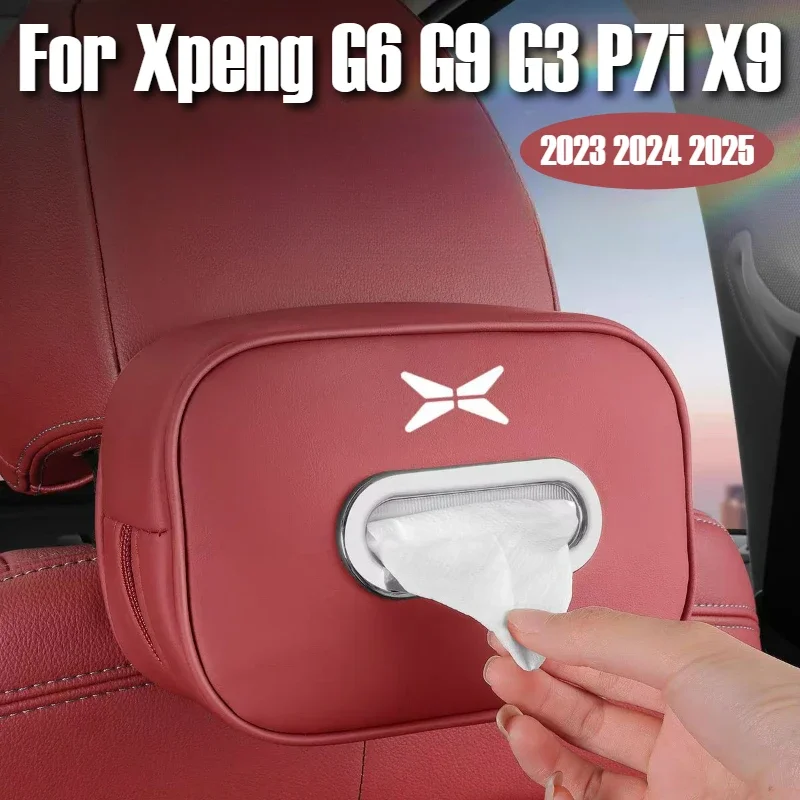 For Xpeng G6 G9 G3 P7i X9 2023 2024 2025 Car Interior Seat Back Tissue Storage Bag Accessories Toilet Paper Organizer