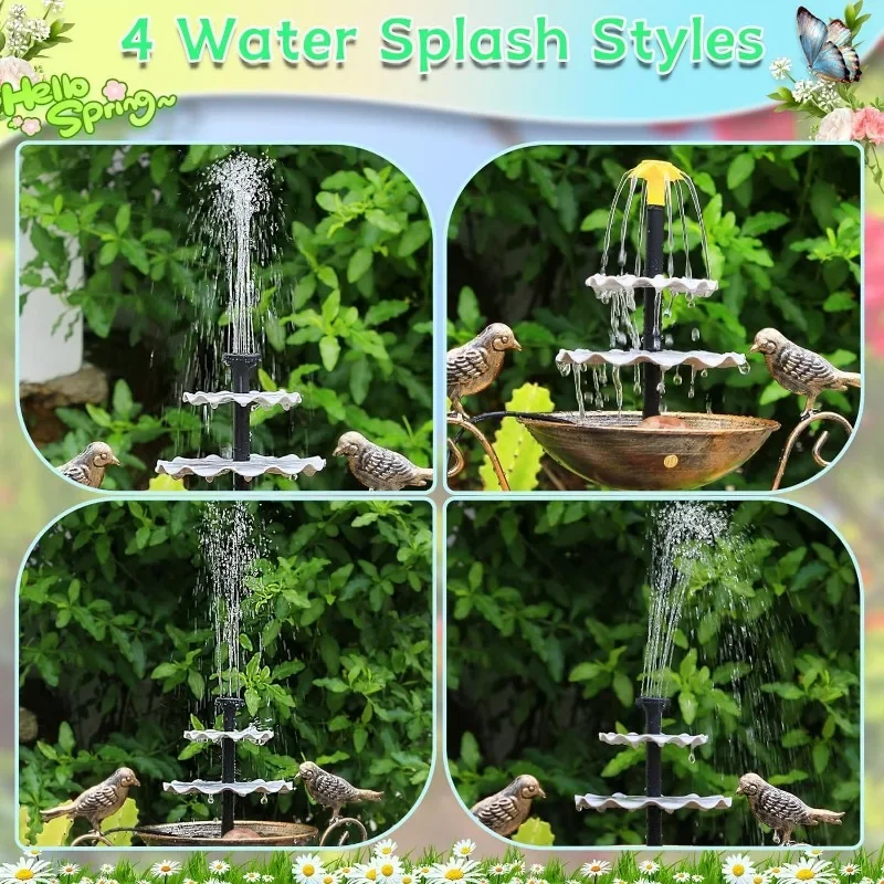 6W Three-layer Split Solar Powered Fountain Direct Drive Water Pump Garden Decoration Bird Bath Water Feeding Fountain Pump