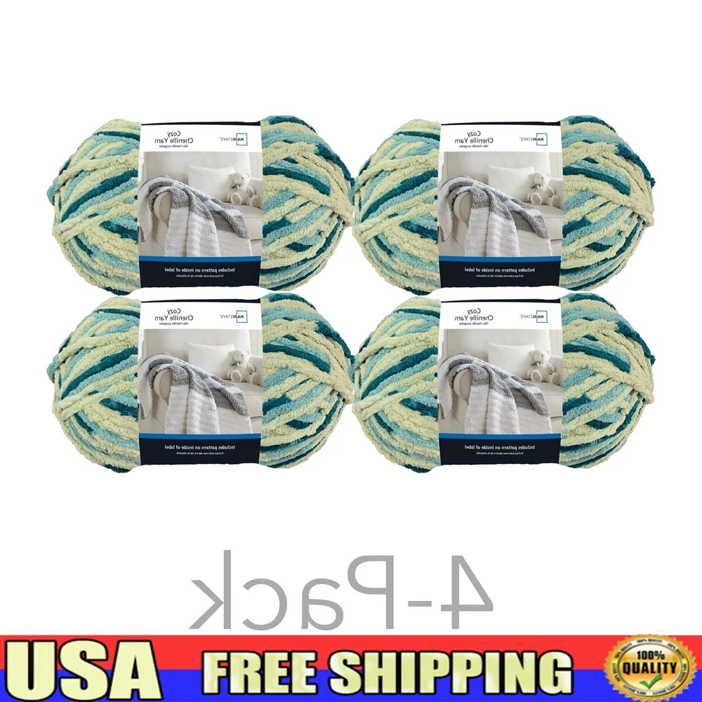 

Уютная пряжа из синели, супер объемная, 220 ярдов, упаковка из 4 штук, идеальные одеяла из 100% полиэстера, аксессуары для шапок