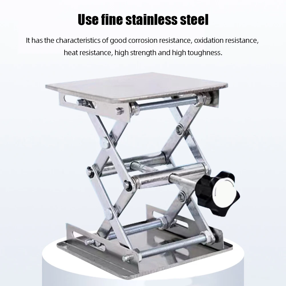 Manual Laboratory Table Lift Adjustable Lab Jack Scissor Stand Platform Stainless Steel Scissor Lifting Jack Platform for School