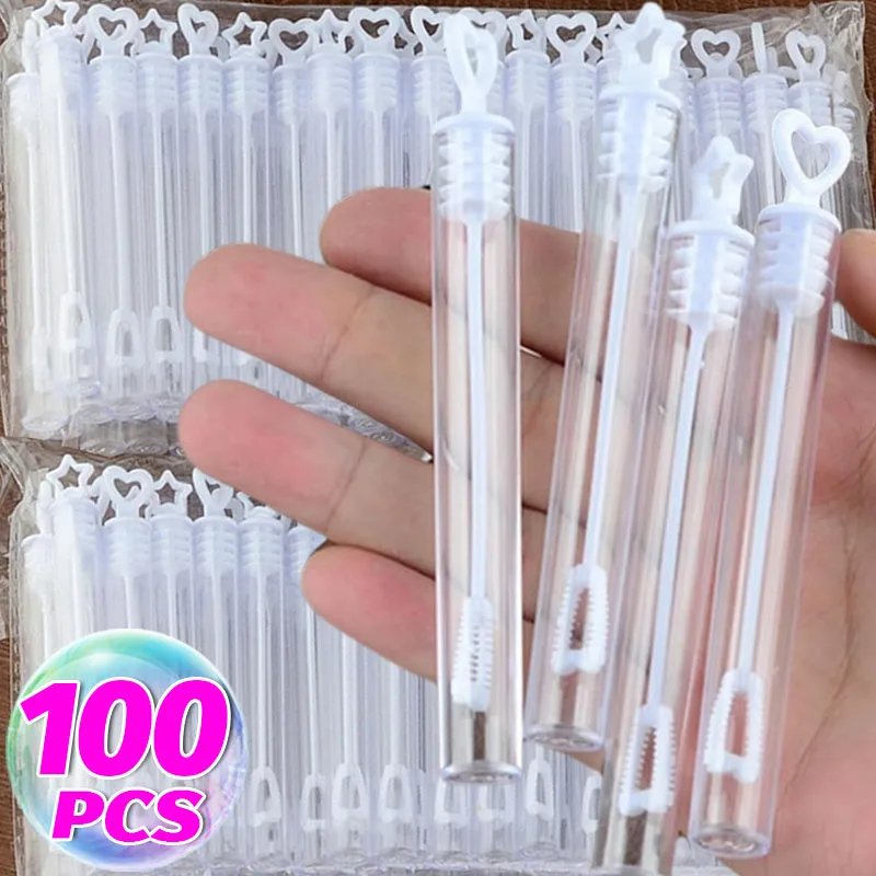 10/100Pcs Mini Heart Bubble Wand Tubes Empty Wedding Love Bubble Bottles Birthday Party Decor Baby Shower Favors Kids Toys Gifts