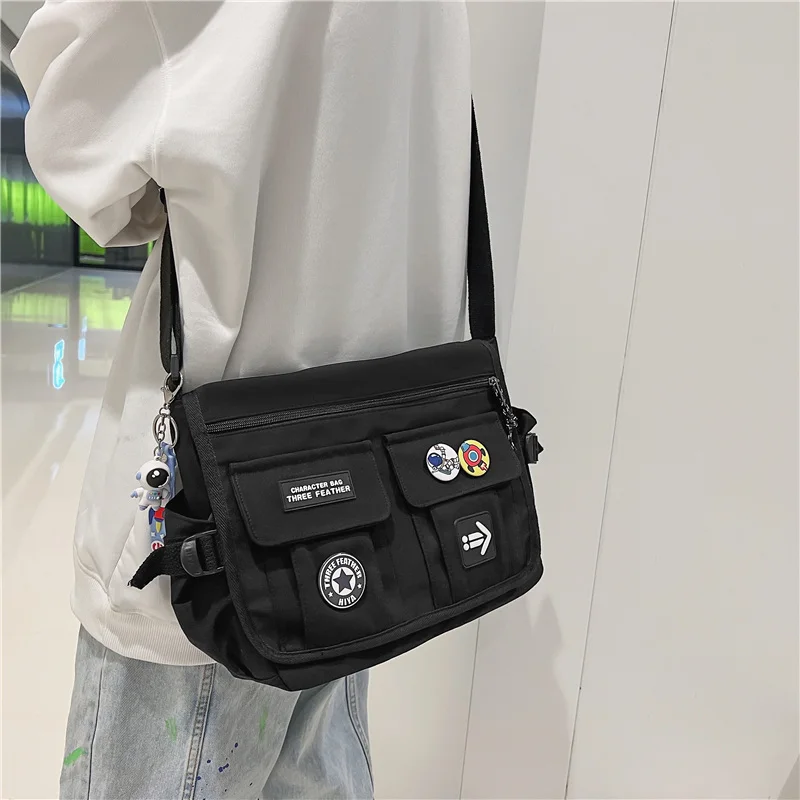 Men Nylon Crossbody Bags for Women Messenger Bag Girls School Book Bags Youth Canvas Handbags Shoulder Bag