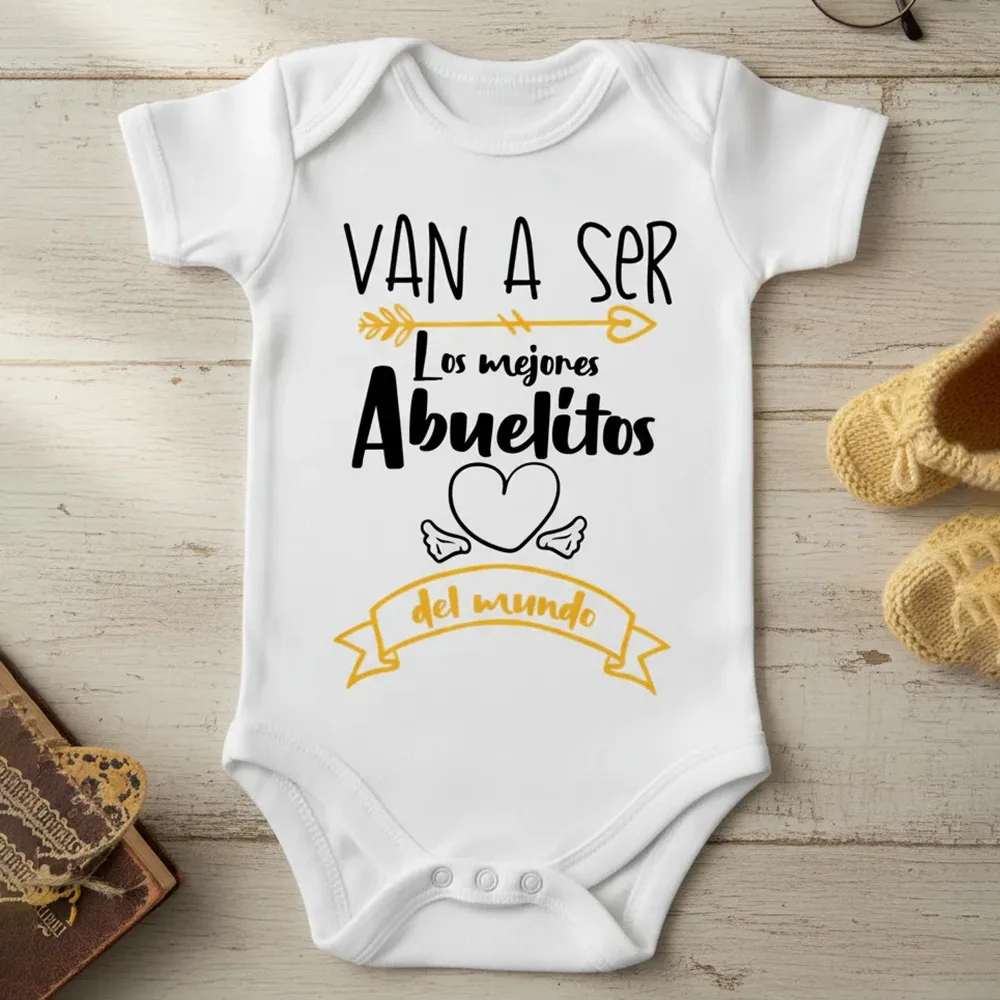 They're Going To Be The Best Grandparents Spanish Printed Baby Jumpsuit Infant Short Sleeve Romper Funny Newborn Unisex Bodysuit