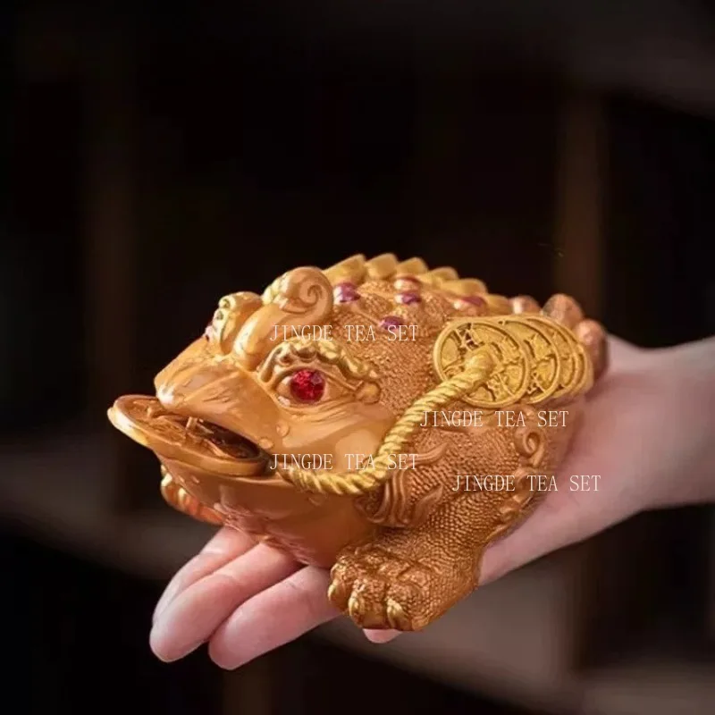 Golden Toad Tea Pet Resin Can Change Color Tea Playing Chinese Small Ornaments Household Golden Toad Decoration Handicraft