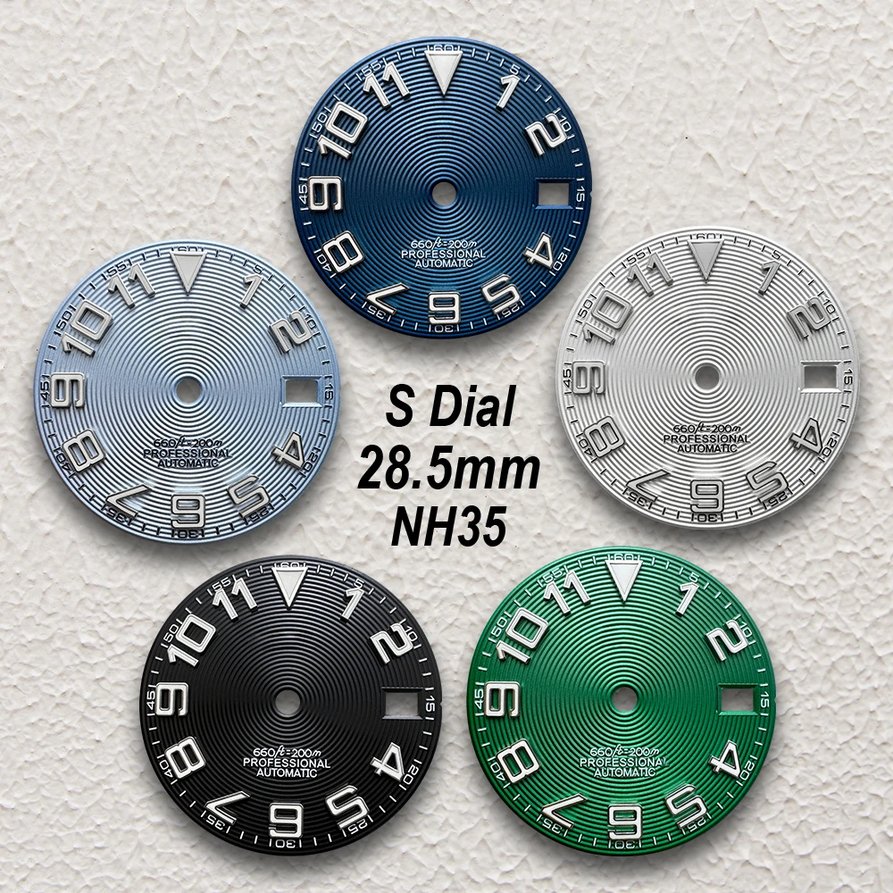 

28.5mm S Logo Dial Suitable For NH35/NH36/4R/7S Japanese Movement Green Luminous High-quality CD Watch Modification Accessories