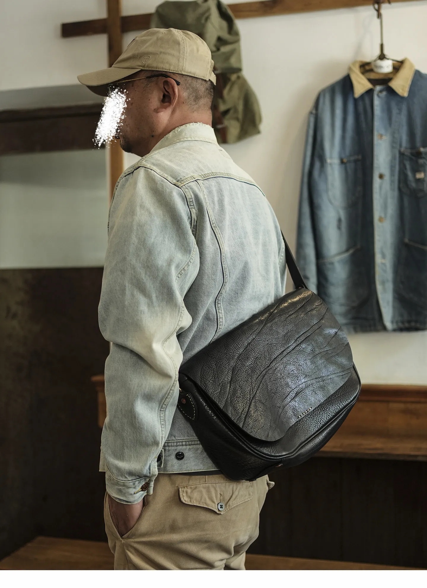 Einfache Vintage-Umhängetasche aus handgefertigtem Rindsleder der ersten Schicht für Herren, modische, lässige Reisetasche aus luxuriösem Echtleder. – Detail 6