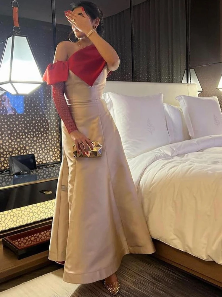 Vestidos de Noche de sirena de un hombro para mujer, vestidos de noche plisados de Arabia Saudita para invitados de boda, elegantes vestidos de fiesta formales