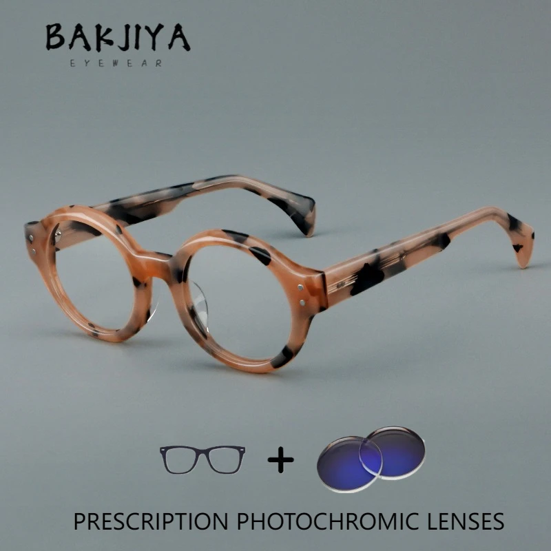 

Vintage Quality Acetate Blue Light Prescription Glasses Trend Round Frame Designer Men and Women Computer Myopia Reading Glasses