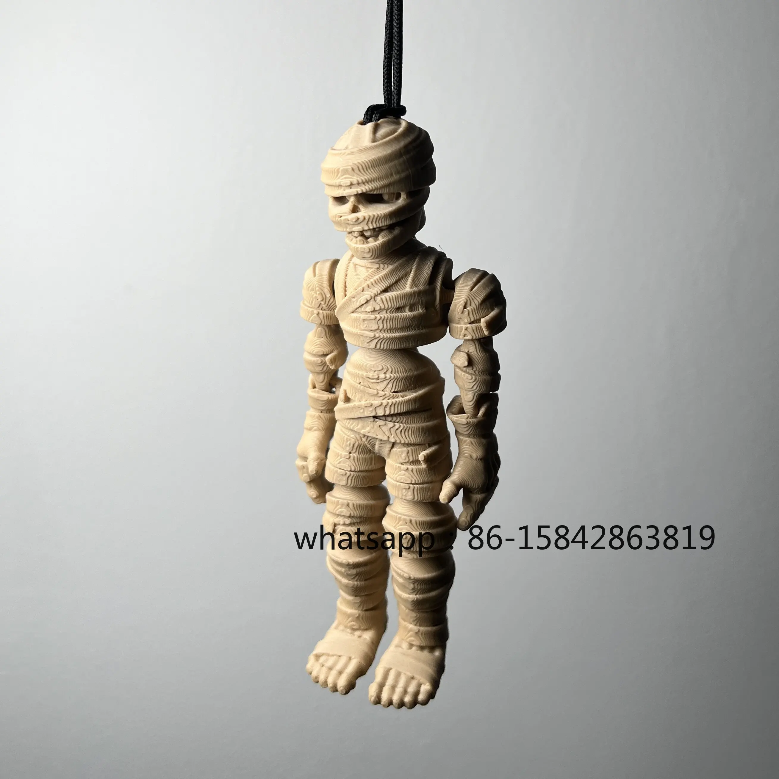 Mummy Figure Backpack Pendant for Ancient Egyptian Pharaoh, Articulated Articulation
