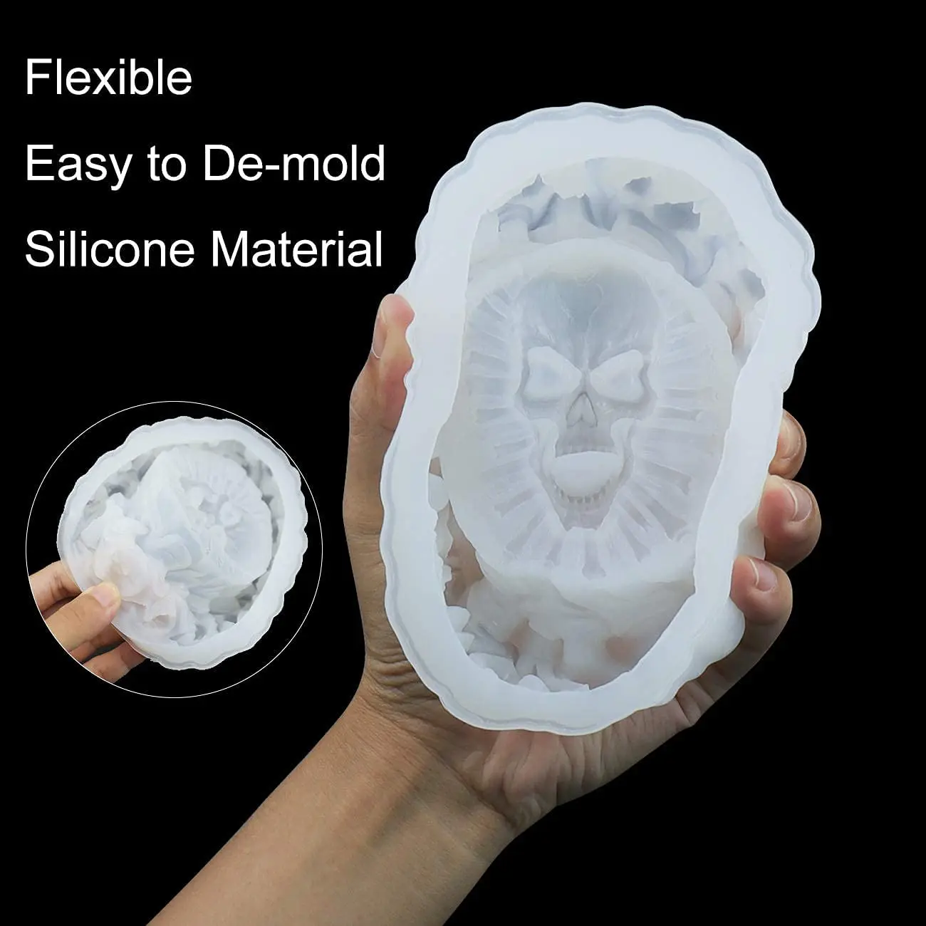 Ashtray Resin Crystal Drop Glue Mold DIY Skull Head Ashtray High Mirror Handmade  Silicone Mold Home Decoration Storage