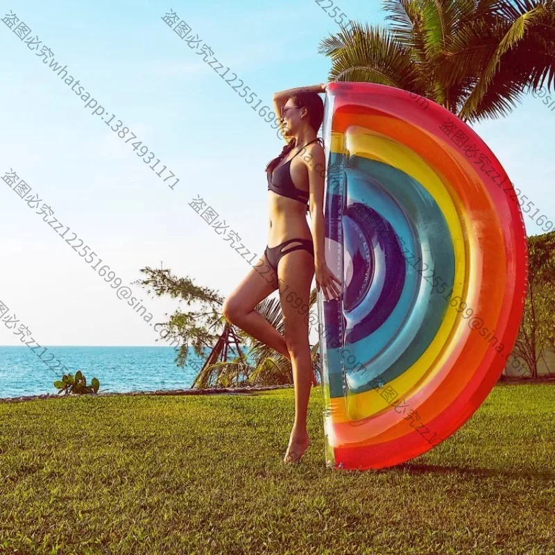 Suitable for Inflatable Semicircular Watermelon Pineapple Rainbow Pizza Cactus Floating Row Floating Bed