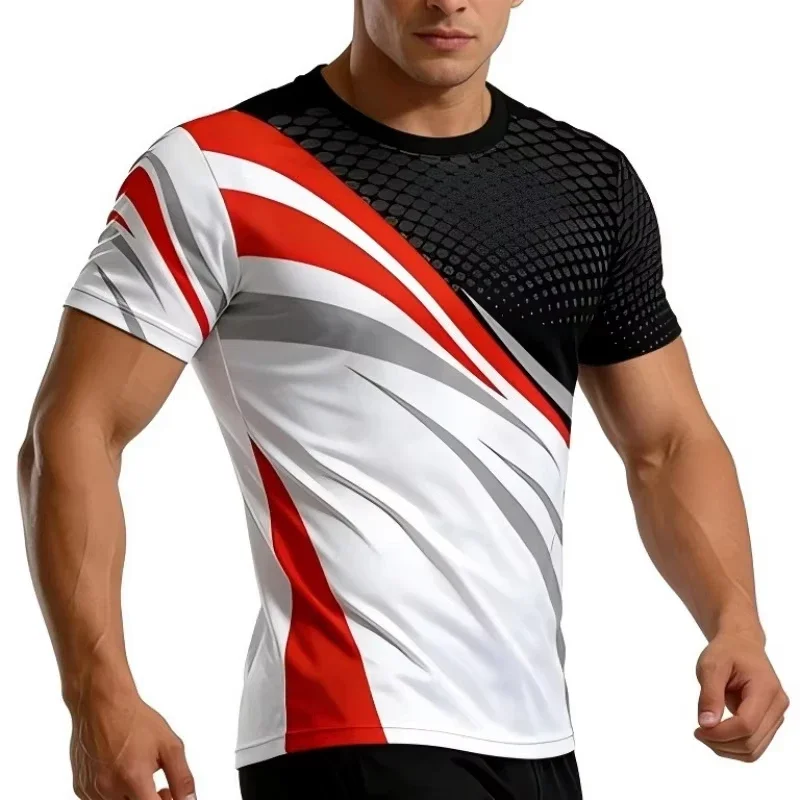 Sommer Neues Heißes Casual 3D-Bedrucktes Rundhals-T-Shirt für Erwachsene Outdoor-Lauf Atmungsaktive Schnelltrocknende Fitness-Kurzarmkleidung