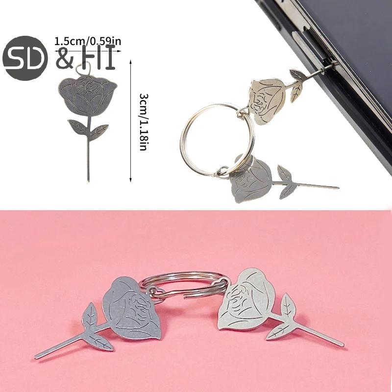 

2Pcs/Set Rose Shape Stainless Steel Needle for Smartphone Sim Card Tray Removal Eject Pin Key Tool Universal Thimble