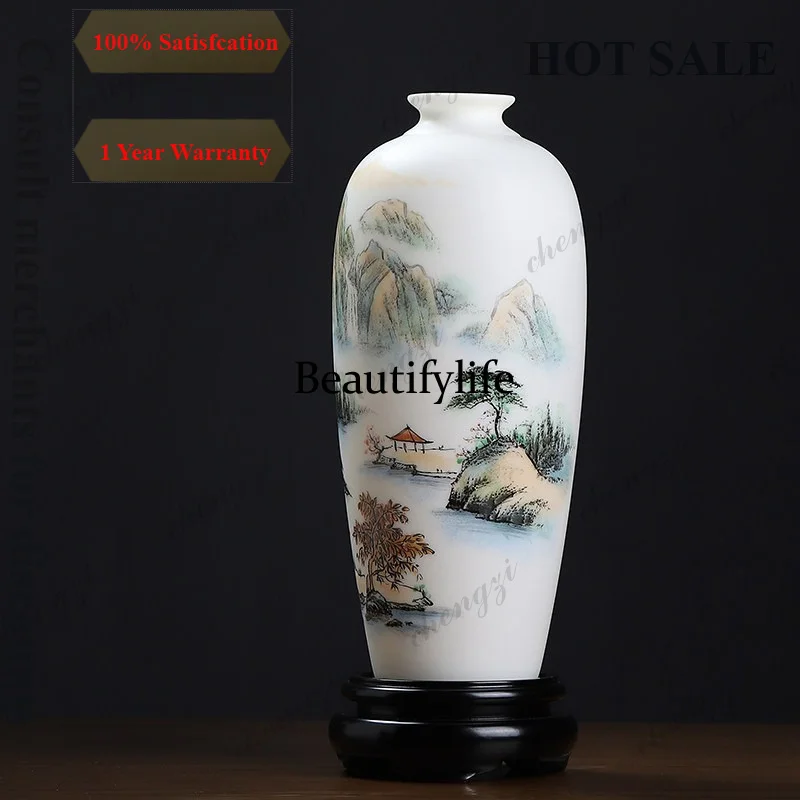 D1089 ceramic hand-painted landscape vase ornament housewarming gifts for friends Chinese living room decorations