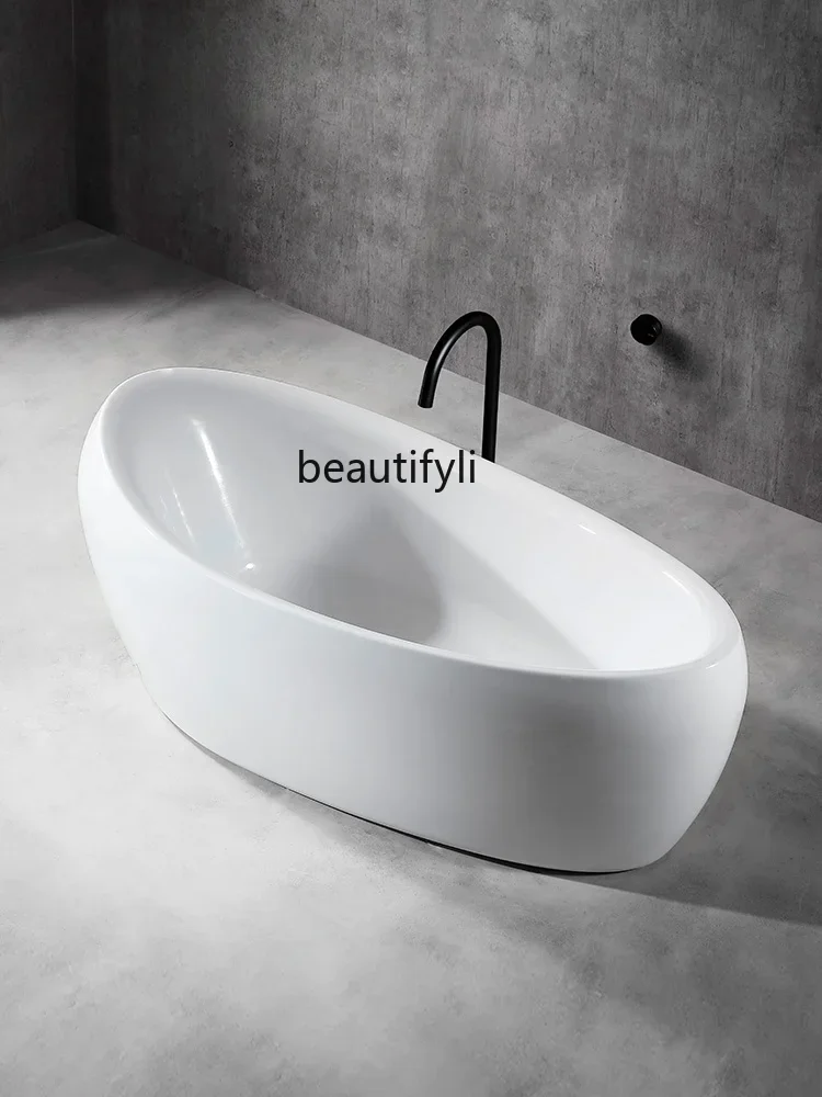 Acrylic oval bathtub household 1.78 meters white bright adult bath tub