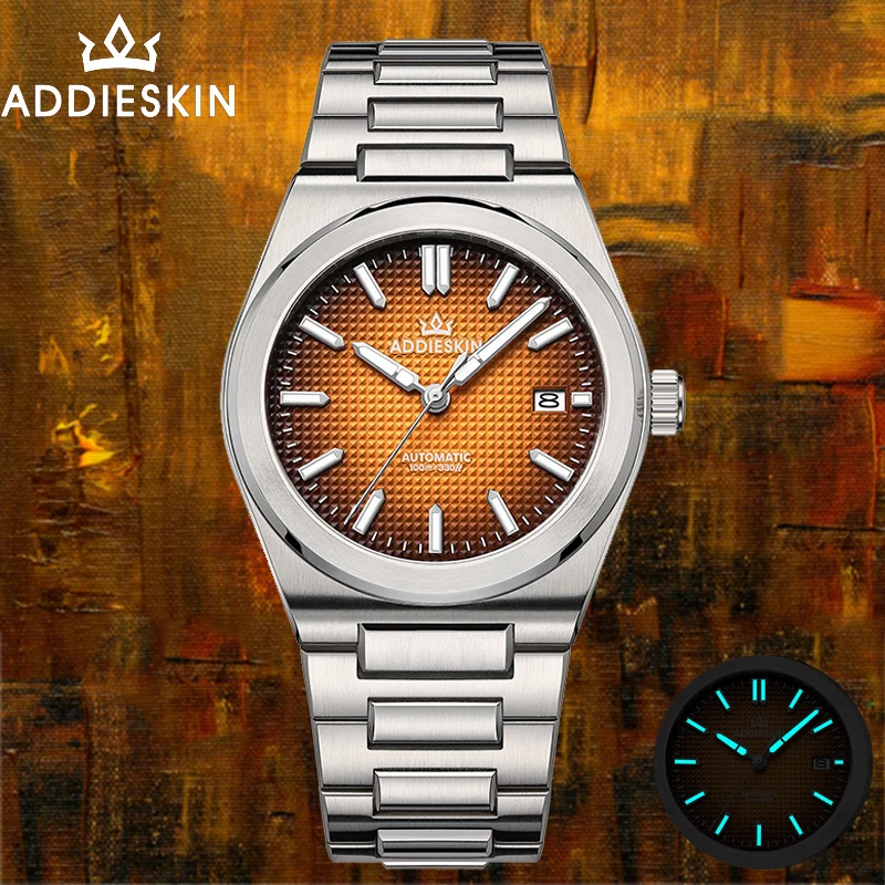 

ADDIESKIN Новые автоматические часы 39 мм Мужские часы Роскошные сапфировое стекло 9015 Дайвинг 100 м Водонепроницаемые светящиеся механические наручные часы