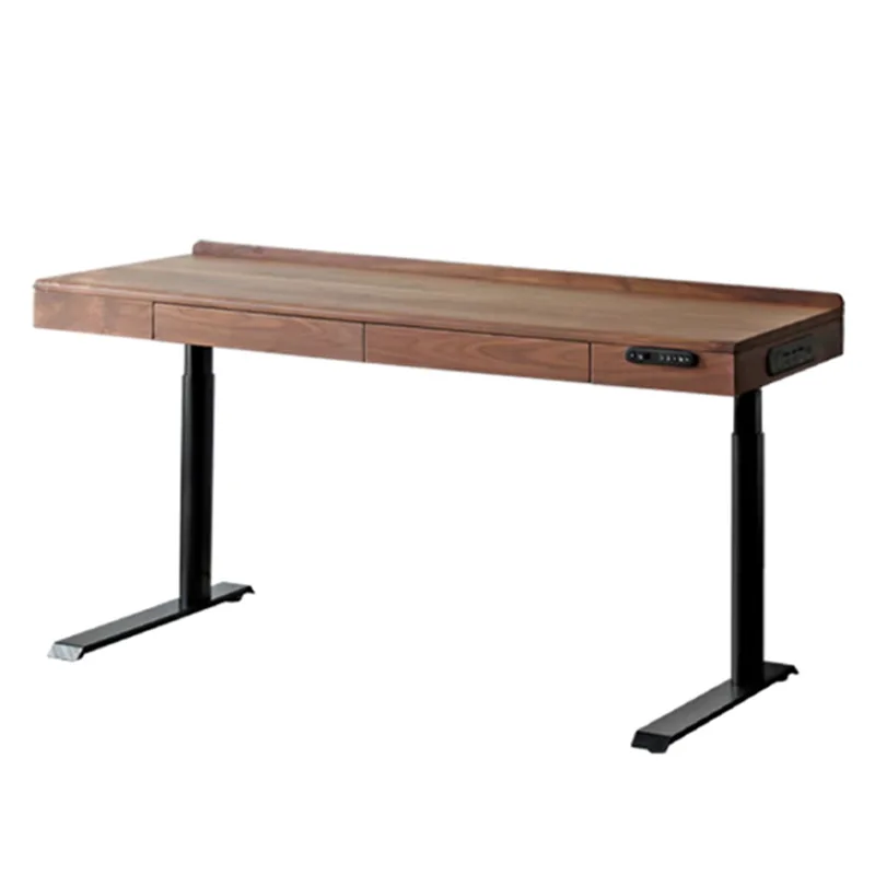 Mesa elevadora eléctrica, escritorio de madera maciza pura de roble rojo nogal negro para el hogar