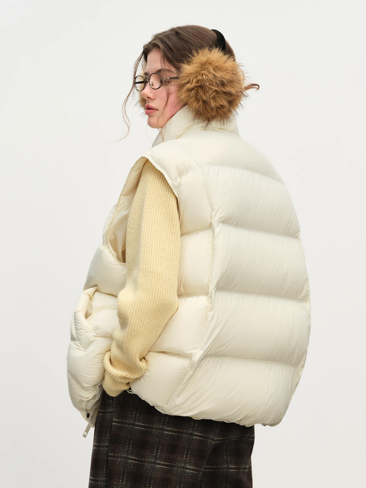 FSLE 2025 Winter Dames Koreaanse stijl Puffervest met opstaande kraag - Lichtgewicht donsvrij ontwerp Oversized wolkachtige pasvorm Casual