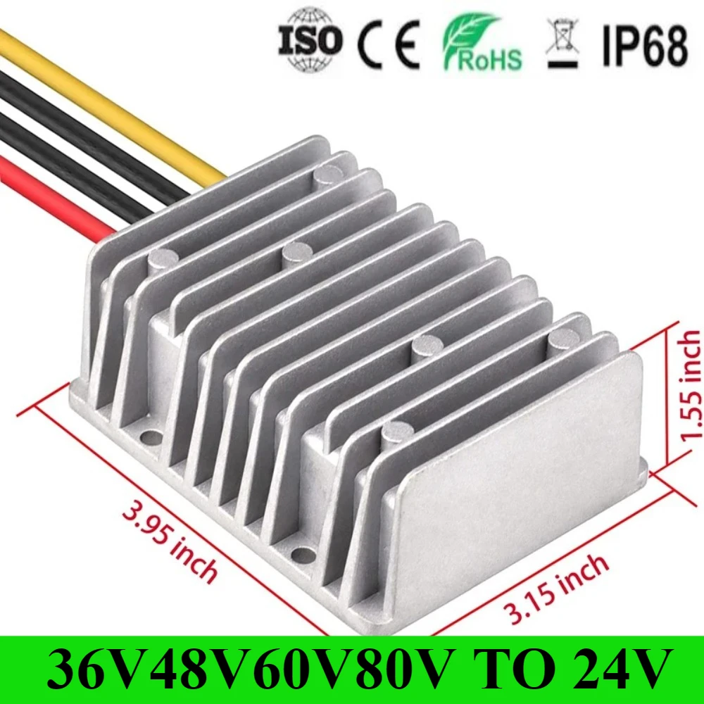 

36V 48V to 24V 1A 2A 3A 5A 10A 15A 20A 30A DC DC Step Down Model 60v 72v 80V to 24V 480W Buck Converter IP68 Waterproof CE