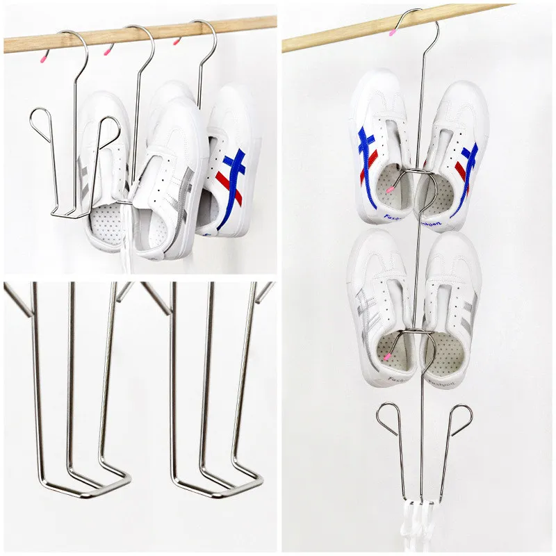 Stainless Steel Hanging Shoe Drying Hook Ventilated Shoe Dryer Space Saving Shoe Organizer for Balcony Closet